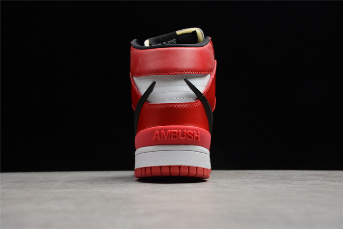 ambush x nike sb dunk high varsity red black white cu7544-102