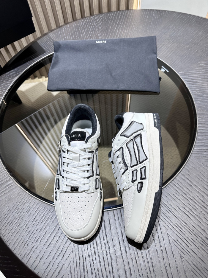 amiri skeleton low-skel top sneakers white black ps24mfs005-111